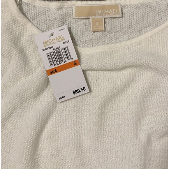 Michael Kors | Cream Basic Tunic Long Sleeve Thermal Knit Top Size Small NWT - Picture 7 of 8